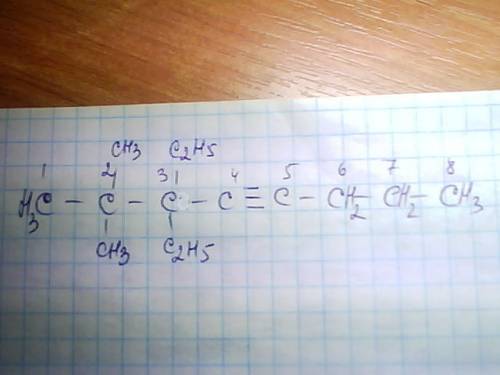 33 диэтил 2 2 диметилокт 4 ин, нужна структурная формула