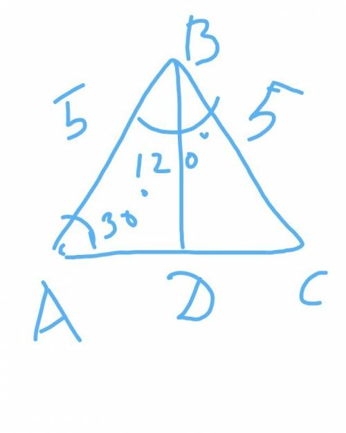 Вычисли третью сторону треугольника, если две его стороны соответственно равны 5 см и 5 см, а угол м
