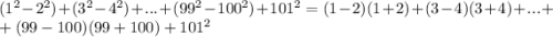 (1^2-2^2)+(3^2-4^2)+...+(99^2-100^2)+101^2=(1-2)(1+2)+(3-4)(3+4)+...+\\+(99-100)(99+100)+101^2