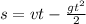 s = vt - \frac{gt ^{2} }{2}