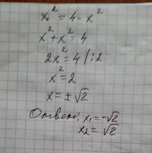 Х²=4-х² розв'яжіть графічно рівняння