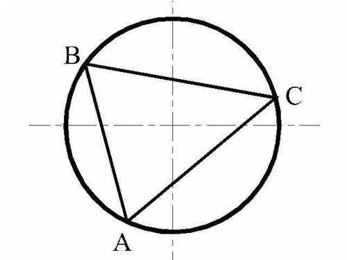 Начертить окружность и треугольник так чтобы стороны треугольника треугольника были окружности.