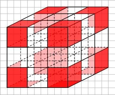 Представьте себе деревянный куб со сторонами 30 см поверхность которого окрашена в один красный цвет