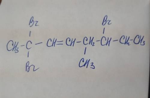 Нужно решение) запишіть структурну формулу 2,2,6-трибромо-5-метилокт-3-ену.