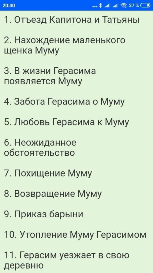 Составить простой цитатный план к рассказу муму