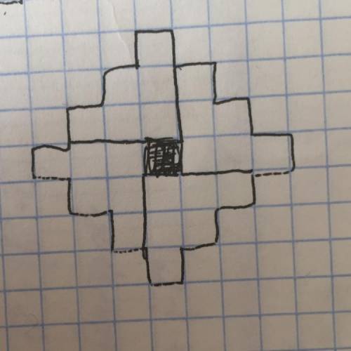 На клетчатой бумаге со стороной клетки равной 1 нарисована фигура разрежьте её на четыре равные фигу