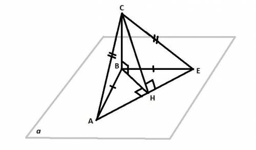 Равнобедренный треугольник abe находится в плоскости α . боковые стороны треугольника abe равны по 1