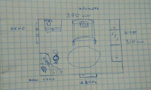 Как сделать план местности своей комнаты у который длина 3метра и 70 см. а ширина 3 м и 10 см