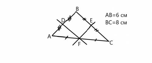 Втреугольнике abc ab=6 см, bc=8 см.через середину стороны ac проведены прямые, параллельные сторонам