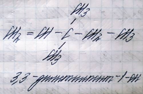 Складіть напівструктурні формули сполук 3,3-диметил-пент-1-ен