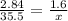 \frac{2.84}{35.5} = \frac{1.6}{x}