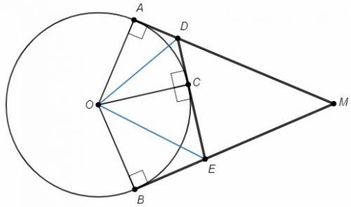 Из точки м проведены к окружности с центром в точке о касательные ма и mb. прямая l касается окружно