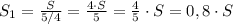 S_1=\frac{S}{5/4}=\frac{4\cdot S}{5}=\frac{4}{5}\cdot S=0,8\cdot S