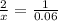 \frac{2}{x} = \frac{1}{0.06}