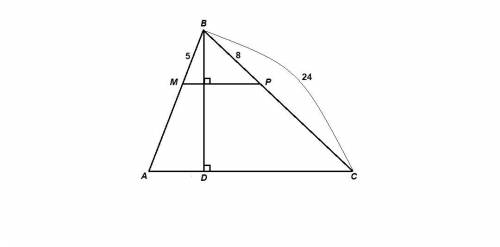 Через точку м стороны ав треугольника авс проведена прямая, перпендикулярная высоте bd и пересекающа