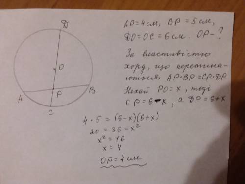 Через точку p,яка лежить всередині кола,проведено хорду.яка поділяється точкою p на відрізки,довжини