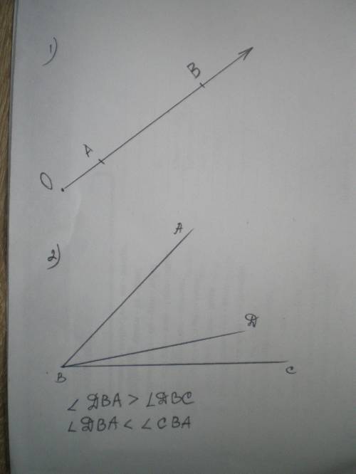 Решить : 1. на луче h с началом в точке о отметьте точки а и в так, чтобы точка а лежала между точка
