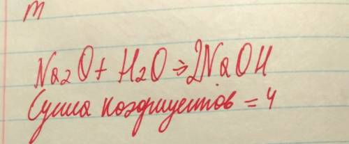 Поиогите ! ♡♡♡напишите уравнения реакций взаимодействия оксида натрия с водой. рассчитай, чему равна