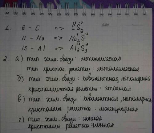 1. составьте формулы сульфидов элементов с порядковыми номерами 6, 11, 13. укажите степени окисления