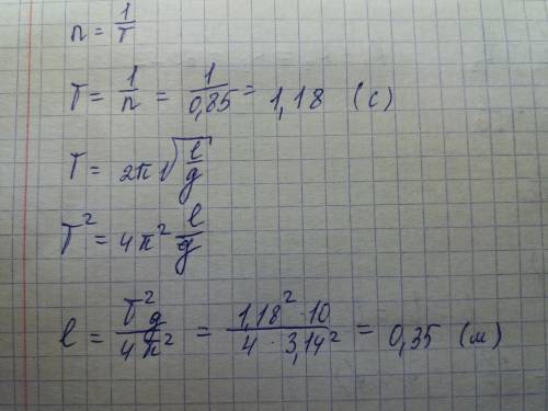 Частота колебаний маятника 0,85гц найти период и длину нити маятника