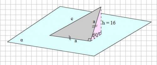 Один из катетов прямоугольного равнобедренного треугольника лежит в плоскости, а другой образует в н