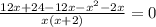 \frac{{12x+24-12x-x^2-2x}}{x(x+2)}=0