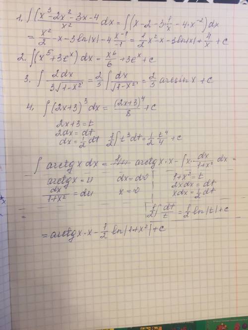 Найти интегралы следующих функций : (неопределенный интеграл) подробное решение ∫ (х^3-2х^2-3х-4)/х^