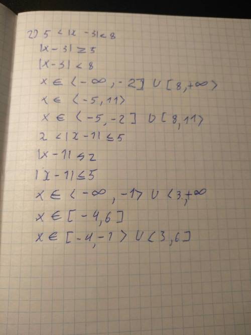 1) 3≤|x+4|≤52). 5< |x-3|< 83). 2< |x-1|≤5​