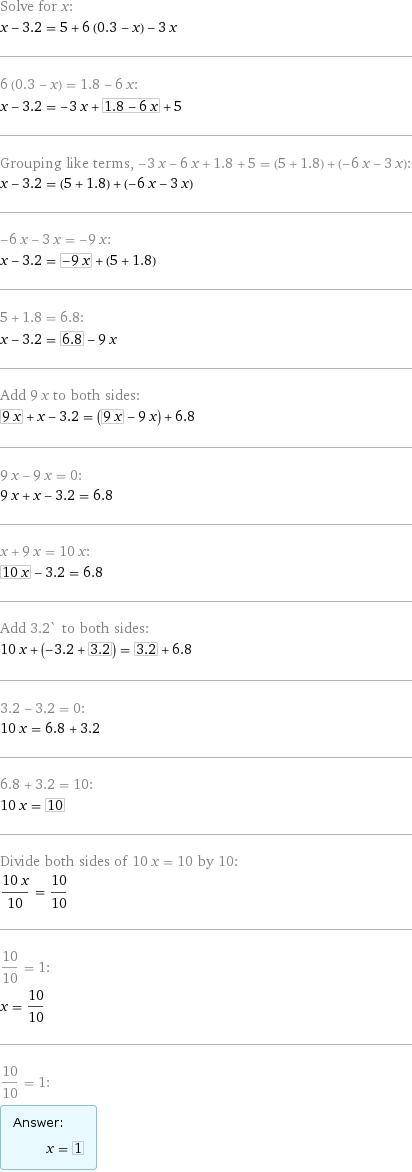 а) 1,6 = 8 (2x – 1) – 5 (3х +0,8); б) 1,2 (3 – x) + 0,3 (4х + 1) = 0,6 (x+11); в) 1,5 – 0,2 (2x – 1)