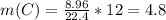 m(C) = \frac{8.96}{22.4} * 12 = 4.8