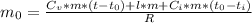 m_{0}=\frac{C_{v}*m*(t-t_{0})+ l*m+C_{i}*m*(t_{0}-t_{i})}{R}