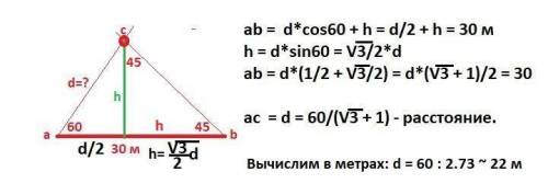 Чтобы найти расстояние d от пункта а до недоступного пункта с на местности выбрали точку b и измерил