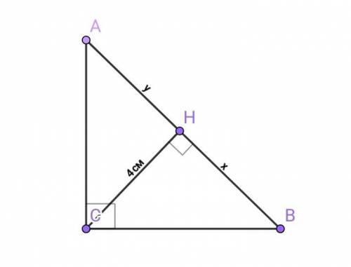 Дан прямоугольный треугольник abc,угол c=90°,высота ch=4 см,hb-ah=6 см.найдите площадь треугольника