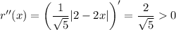 r''(x)=\left(\dfrac{1}{\sqrt{5}}|2-2x|\right)'=\dfrac{2}{\sqrt{5}}0
