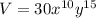 V=30x^{10}y^{15}