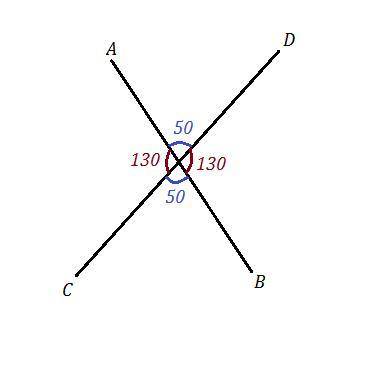 Найдите все углы, образованные при пересечении прямых ав и сд в точке о . если сумма трех углов 310°