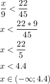 \[\begin{gathered}\frac{x}{9}