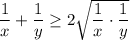 \dfrac{1}{x}+\dfrac{1}{y}\geq 2\sqrt{\dfrac{1}{x}\cdot \dfrac{1}{y}}