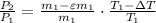 \frac{P_2}{P_1} = \frac{m_1 - \varepsilon m_1}{m_1} \cdot \frac{ T_1 - \Delta T }{T_1}