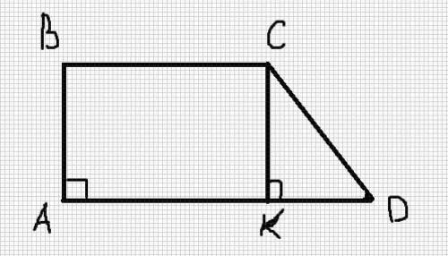Впрямоугольной трапеции abcdad|| bc, ab = 4, ad = 7, уголd = 45°.найдите длины векторов вс, cd и bd.