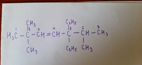 2,2,6-триметил-5,5-диетилгептен-3 построить структурную формулу, ​