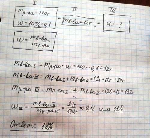 3.смешали 120г 10% раствора и 80г 8 % раствора гидроксида калия. определитьмассовую долю растворённо