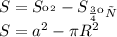 S = S_{кв} - S_{окр} \\S = {a}^{2} - \pi {R}^{2}