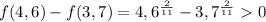 f(4,6)-f(3,7) = 4,6^{\frac{2}{11} } - 3,7^{\frac{2}{11} }0