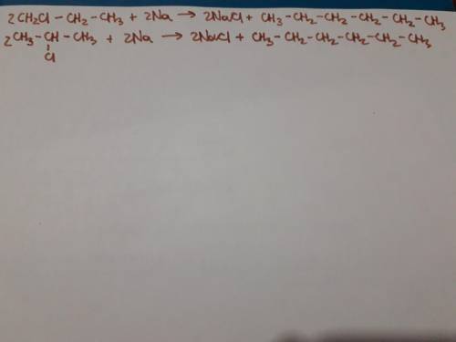 Написать уравнения реакций получения алканов с реакции вюрца из следующих веществ : 1-хлорпропан и 2