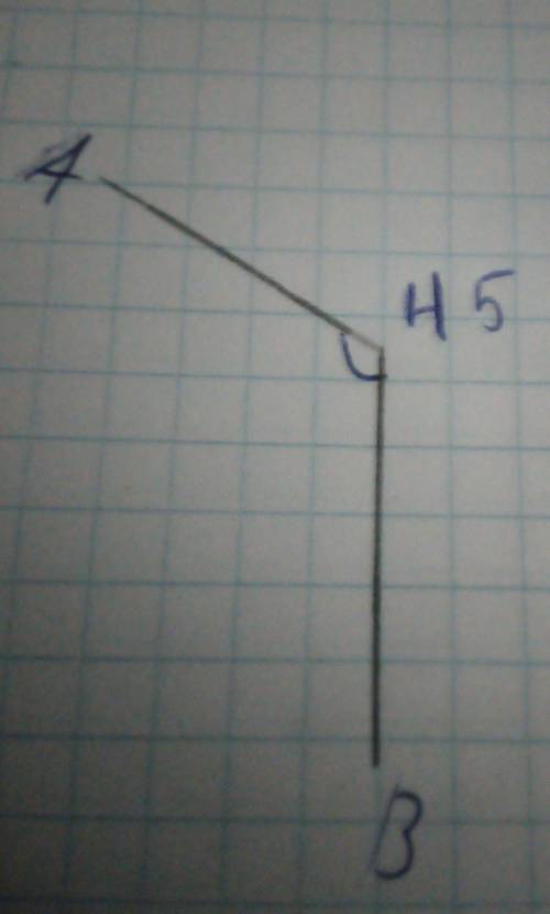Достроить прямую ab если угол фи =45°​