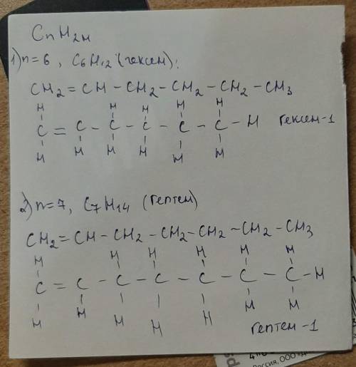 Составьте молекулярные и структурные (развёрнутые и сокращённые) формулы алкенов, содержащего 6-7 ат