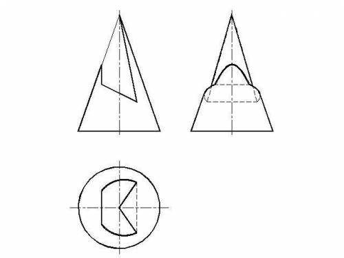 Нужно начертить конус во всех проекциях и в 3д
