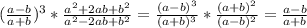 (\frac{a-b}{a+b})^{3}*\frac{a^{2}+2ab+b^{2}}{a^{2}-2ab+b^{2}}=\frac{(a-b)^{3}}{(a+b)^{3}}*\frac{(a+b)^{2}}{(a-b)^{2}}=\frac{a-b}{a+b}