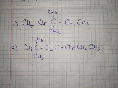 Скласти напівструктурні формули: 1) 3,3-диметил-1-пентен 2) 2,2-диметил-3-гептин